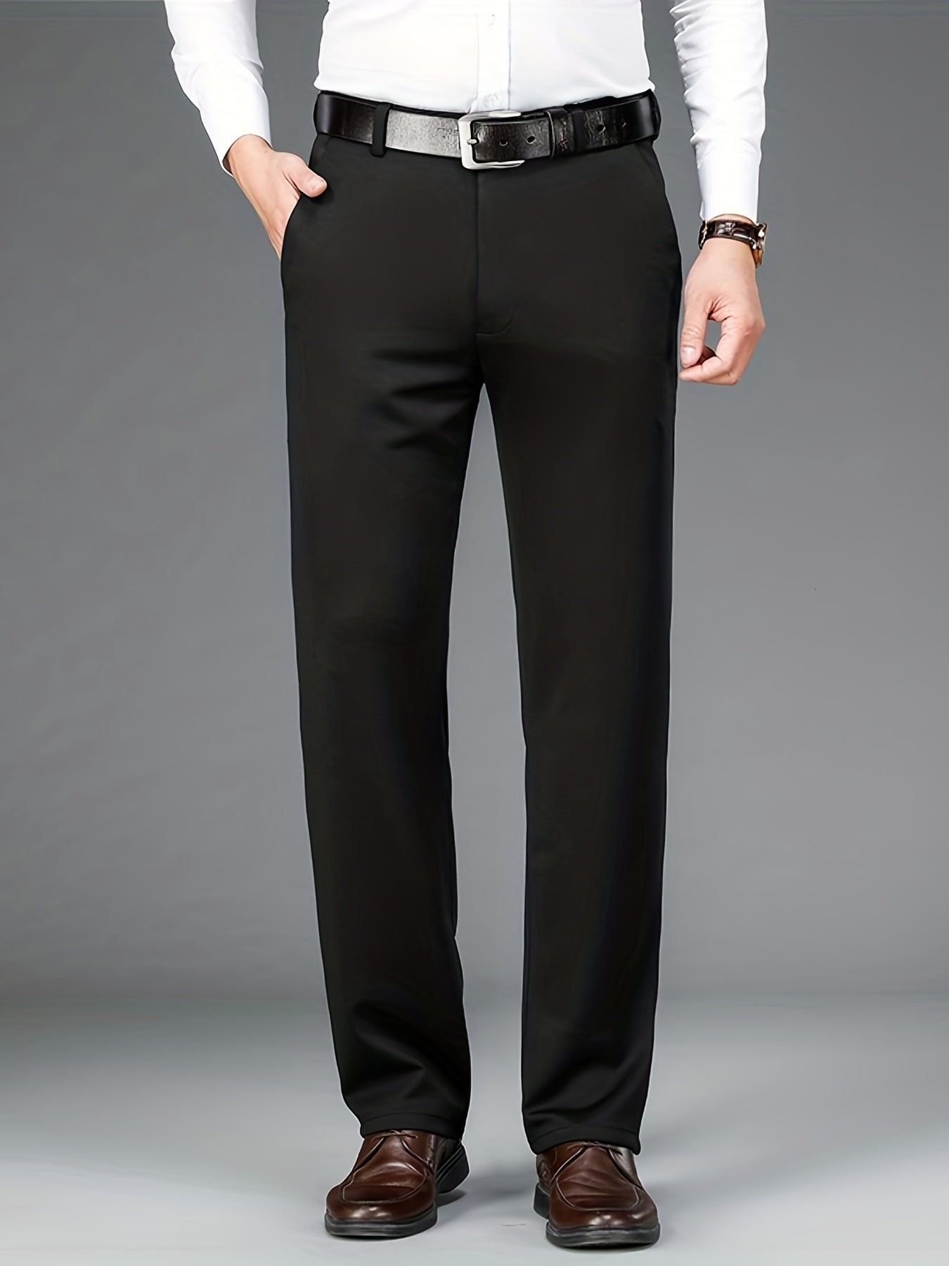 Elite Stretch Dress Pants - Classic Fit, Solid Colors, Slightly Stretchy, Breathable, Comfortable, Business Casual, Old Money Style, Perfect for Spring and Summer - Men's Formal Wear