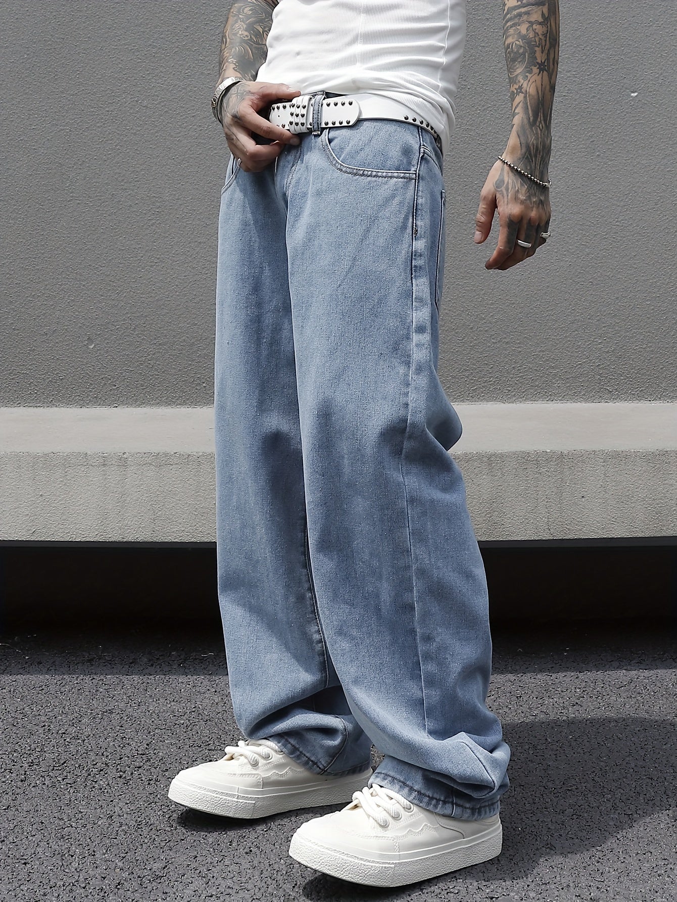 Men's Loose Fit Wide Leg Jeans, Men's Stylish Comfy Denim Pants, Versatile For All Seasons