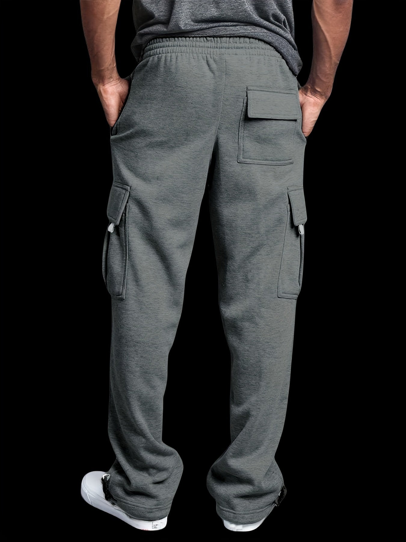 FORUWISH  -  Mens Casual Cargo Pants with Stylish Flap Pockets - Drawstring Waist & Straight Leg - Perfect for Autumn-Summer Outdoor Wear