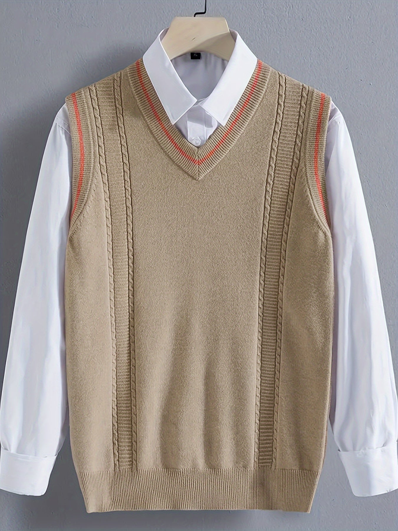 Cozy V-Neck Sleeveless Knit Vest for Men - Soft, Breathable, and Versatile Casual Wear for Fall and Winter - No Shirt Included