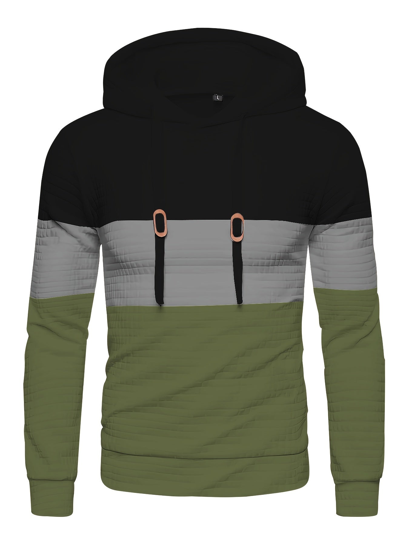 Color Block Cool Hoodies For Men, Men's Casual Waffle Pattern Pullover Hooded Sweatshirt With Kangaroo Pocket Streetwear For Winter Fall, As Gifts, Old Money Style