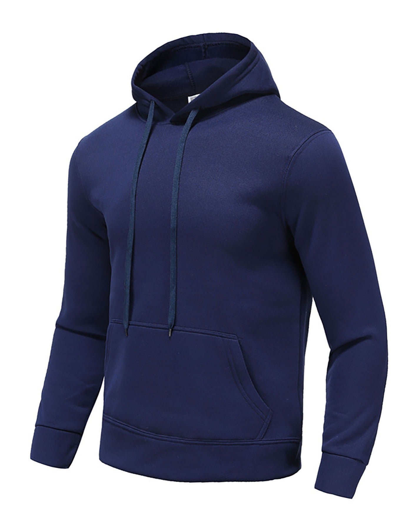 Mens Cozy Thermal Hoodie with Rich Solid Color - Pouch Pocket & Adjustable Drawstring Hood - Perfect for Casual Wear