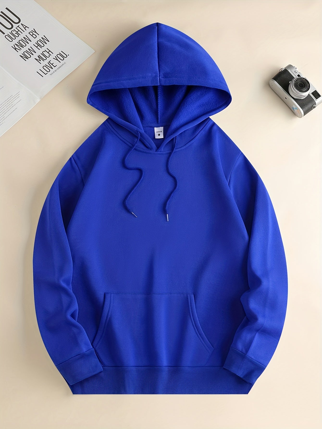 Mens Solid Color Hoodie - Cozy Loose Fit with Kangaroo Pocket - Stylish Autumn Winter Pullover for Comfy Casual Wear