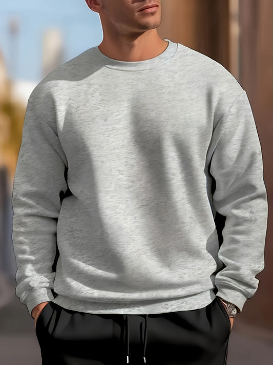 Men's Long Sleeve Crew Neck Sweatshirt, Pullover Sweatshirt, Casual Comfy Versatile Top For Spring & Autumn, Outdoor Sports