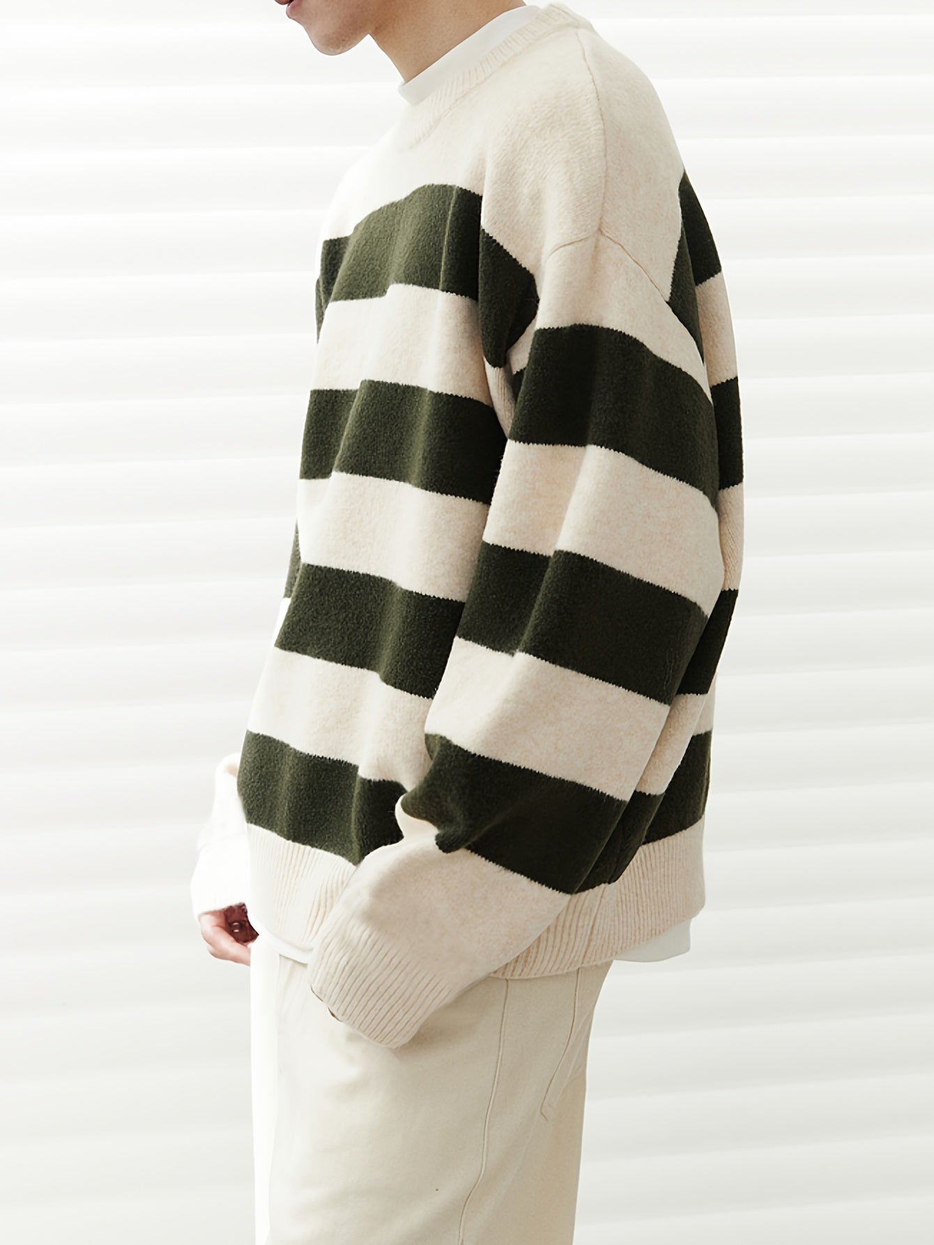 Cozy Color Block Striped Knitted Pullover Sweater - Soft, Casual, Long Sleeve, Crew Neck, Fall Winter Essential - Perfect for Everyday Wear