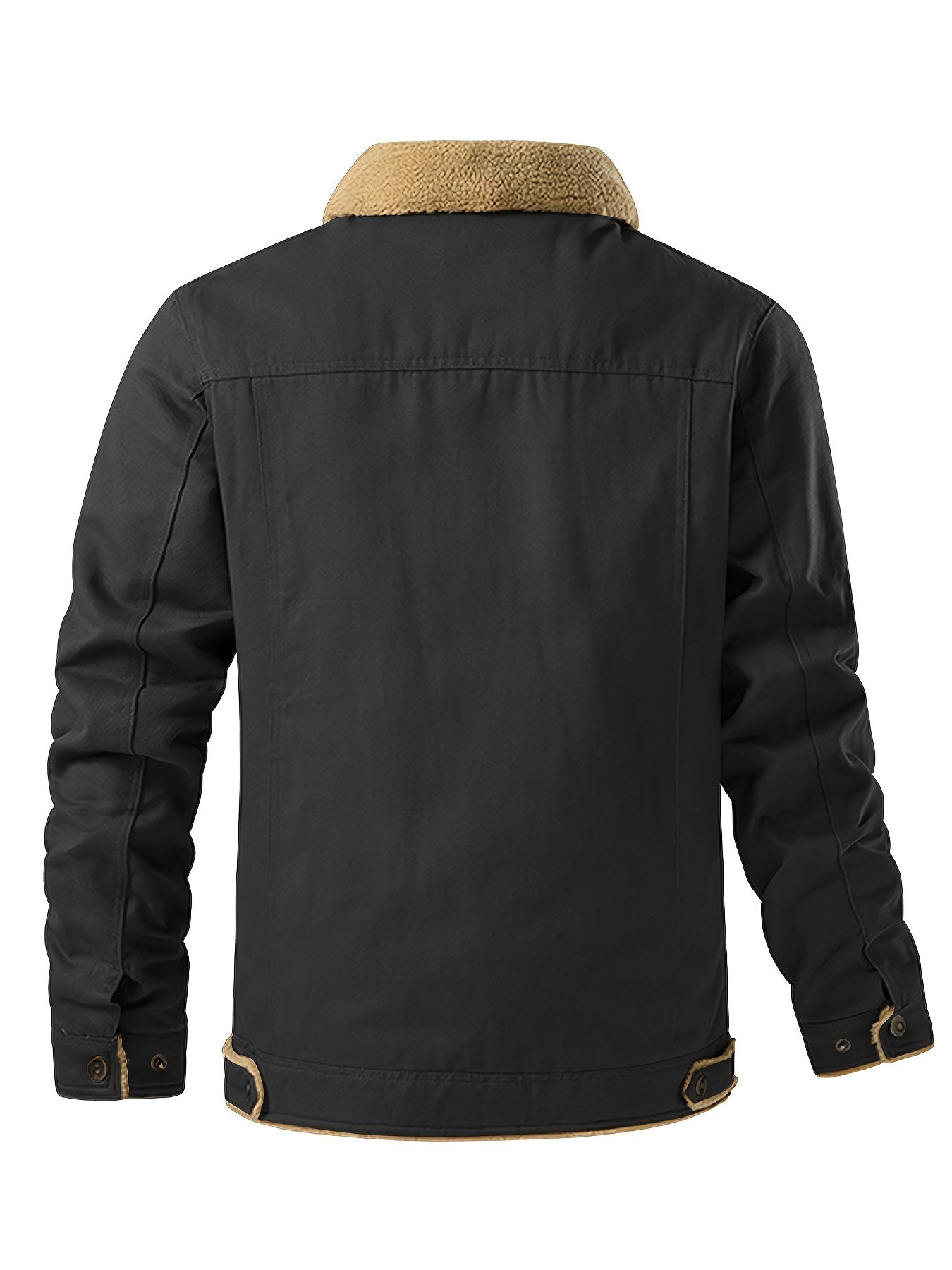 Stylish Men's Fleece-Lined Cotton Jacket - Soft Sherpa Collar, Button-Up Closure, Multiple Functional Pockets for Casual Workwear, Outdoor Activities, and Daily Wear - Premium Quality, Comfortable, and Versatile Outerwear