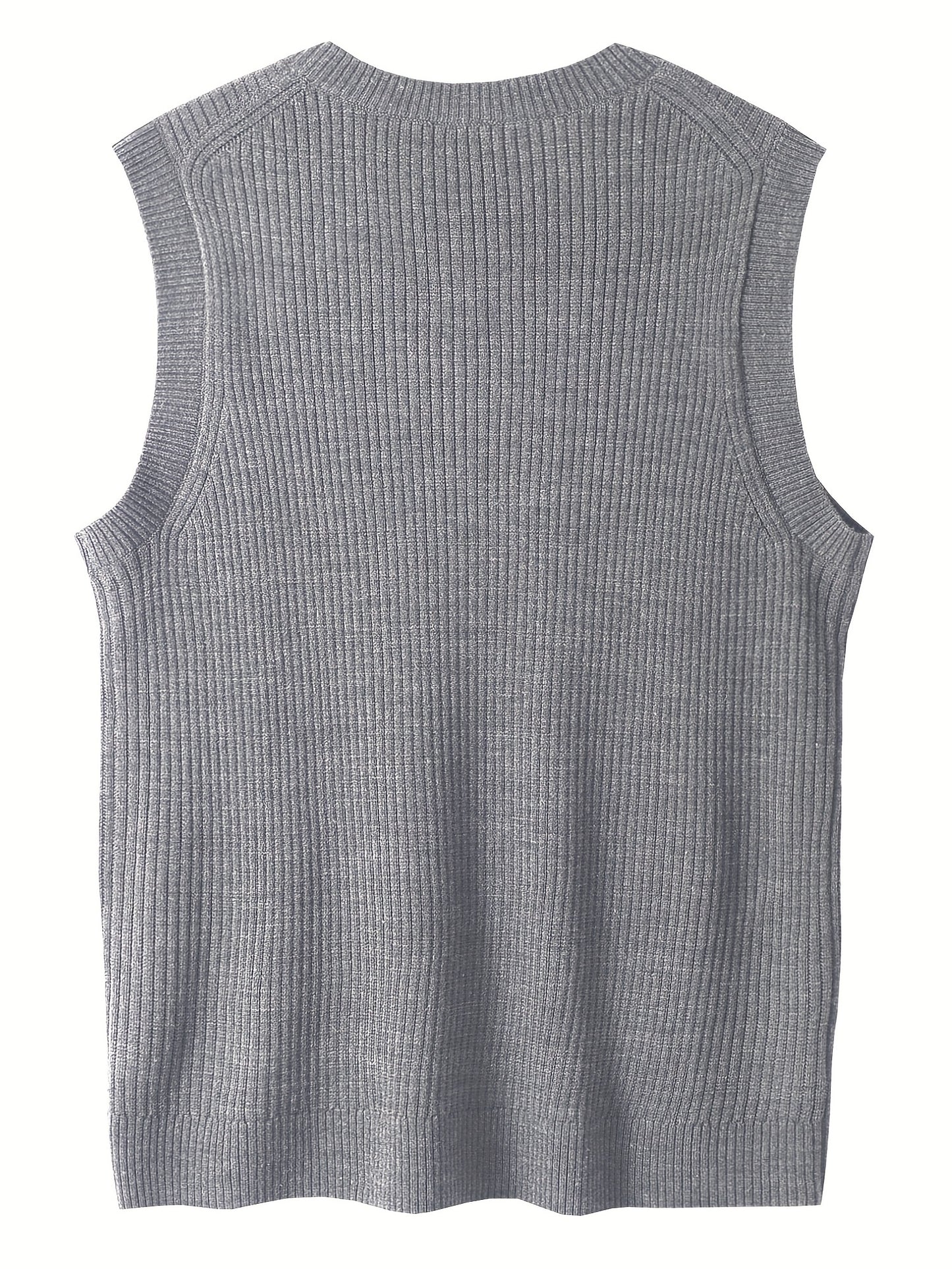 Men's V Neck Sweater Vest, Pullover Solid Color Sleeveless Sweaters Vest, Preppy Style