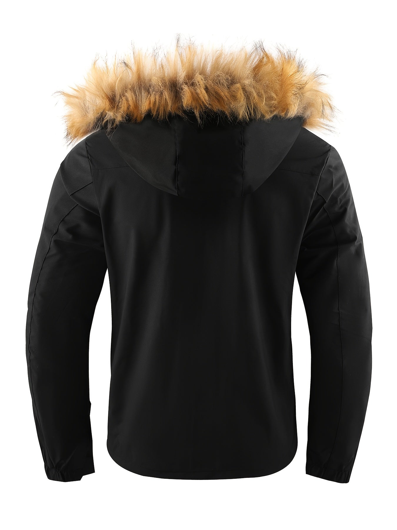 New Fall/Winter, Men's Flap Pocket Padded Jacket, With Faux Fur Hoodie Coat