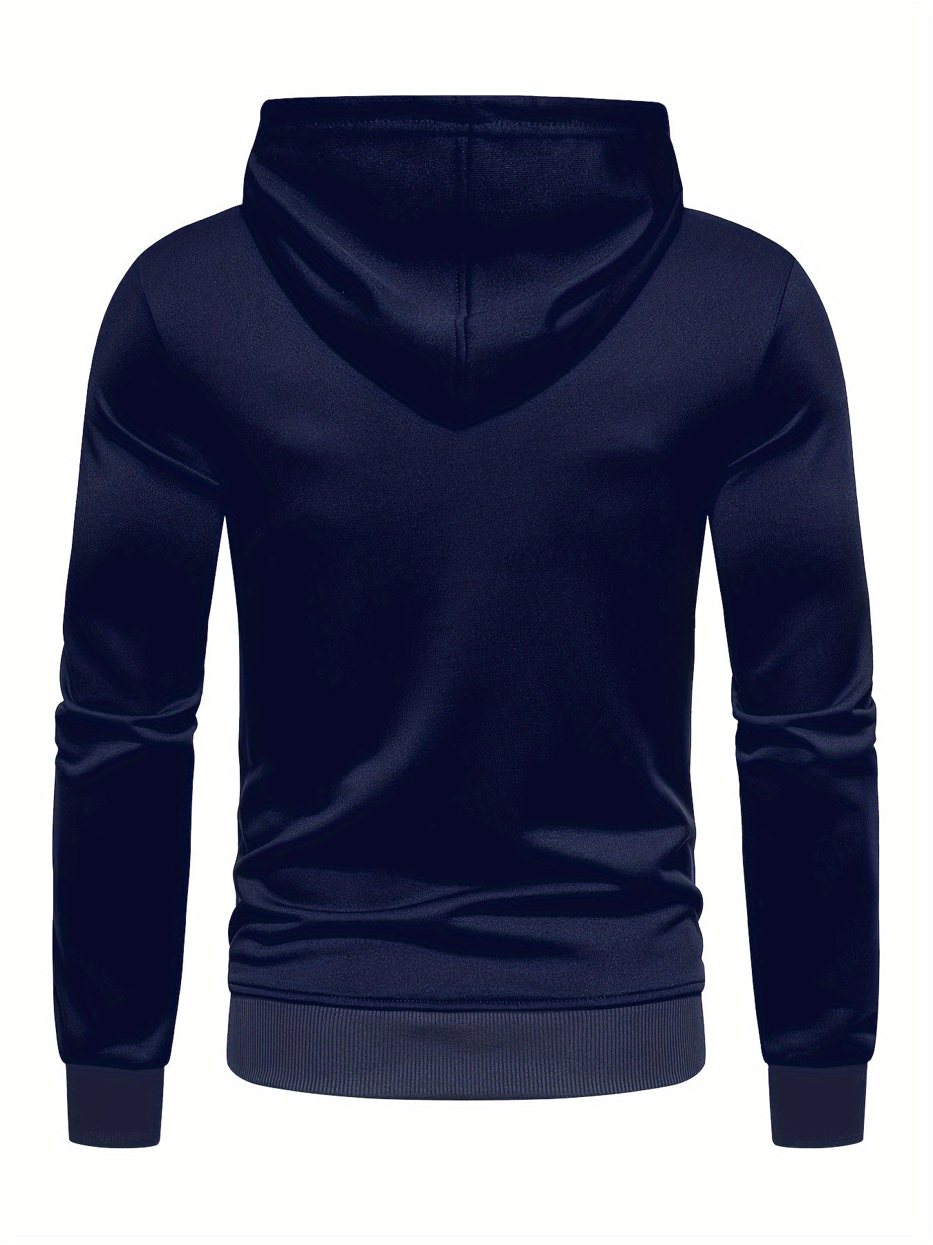 Mens Long Sleeve Solid Hooded Sweatshirt - Soft Slight Stretch Polyester Fabric, Kangaroo Pocket, Regular Fit, Hand Wash Only - Perfect for Outdoor Sports and Casual Fashion in Spring and Fall