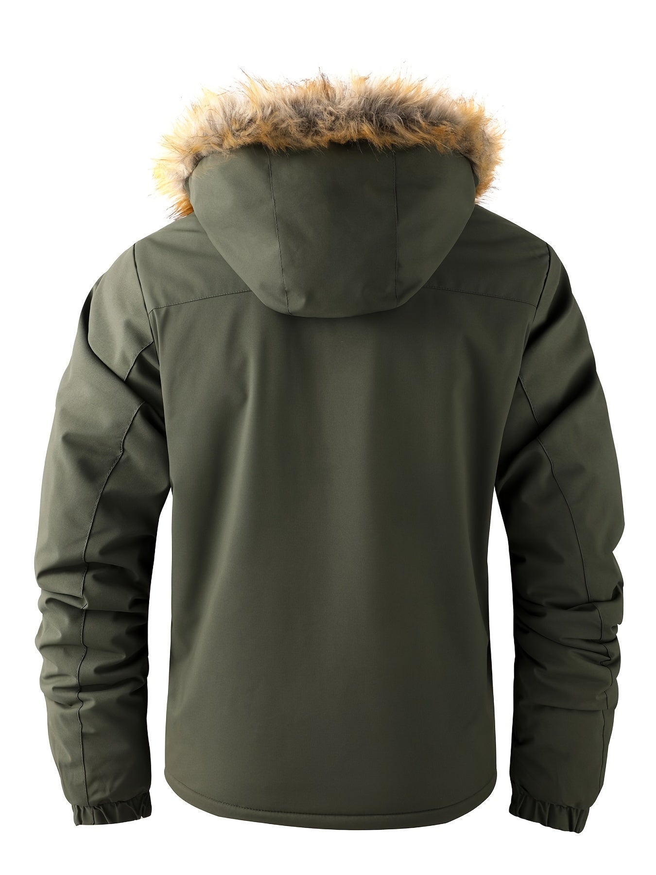 New Fall/Winter, Men's Flap Pocket Padded Jacket, With Faux Fur Hoodie Coat