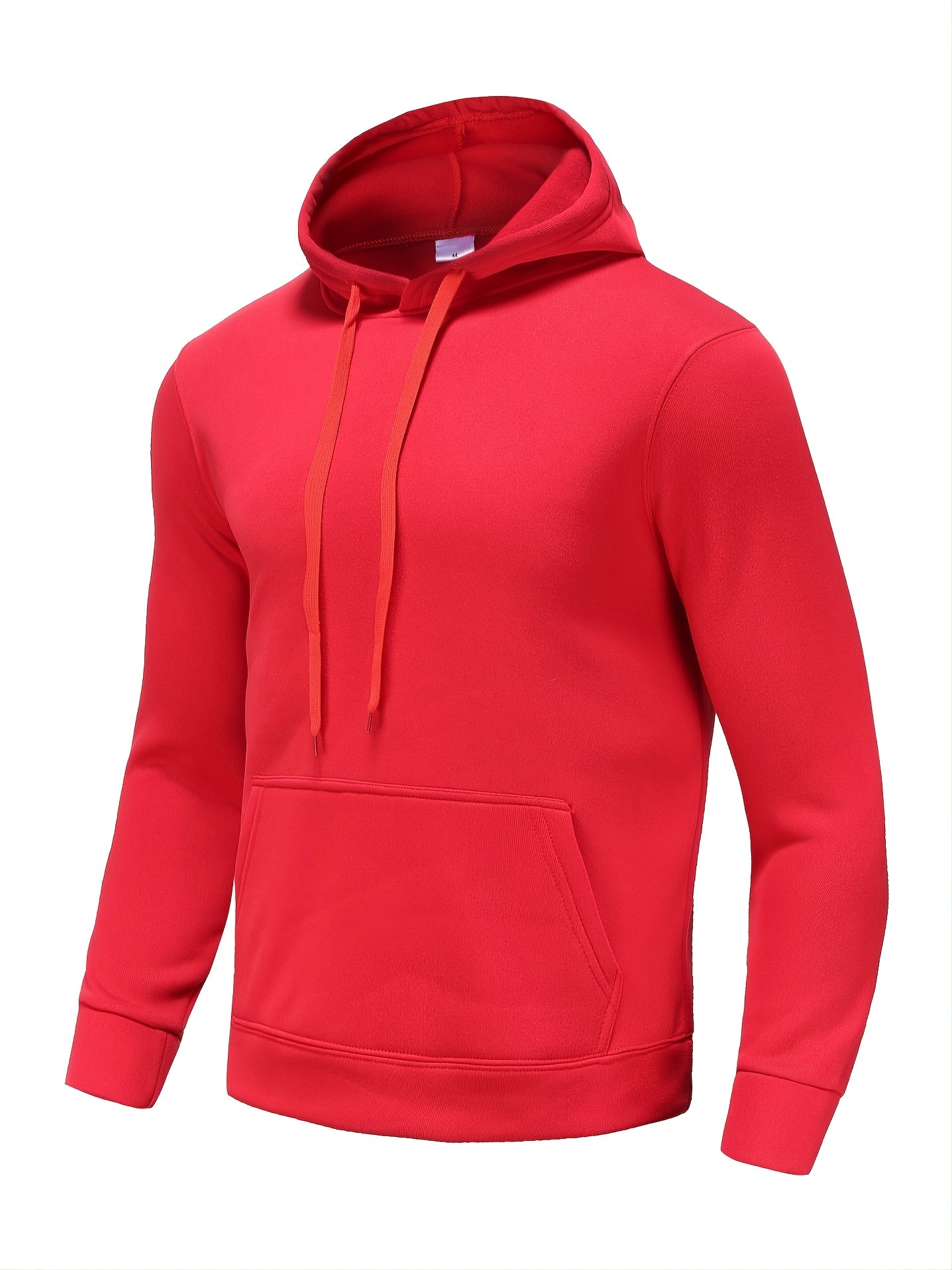 Mens Cozy Thermal Hoodie with Rich Solid Color - Pouch Pocket & Adjustable Drawstring Hood - Perfect for Casual Wear