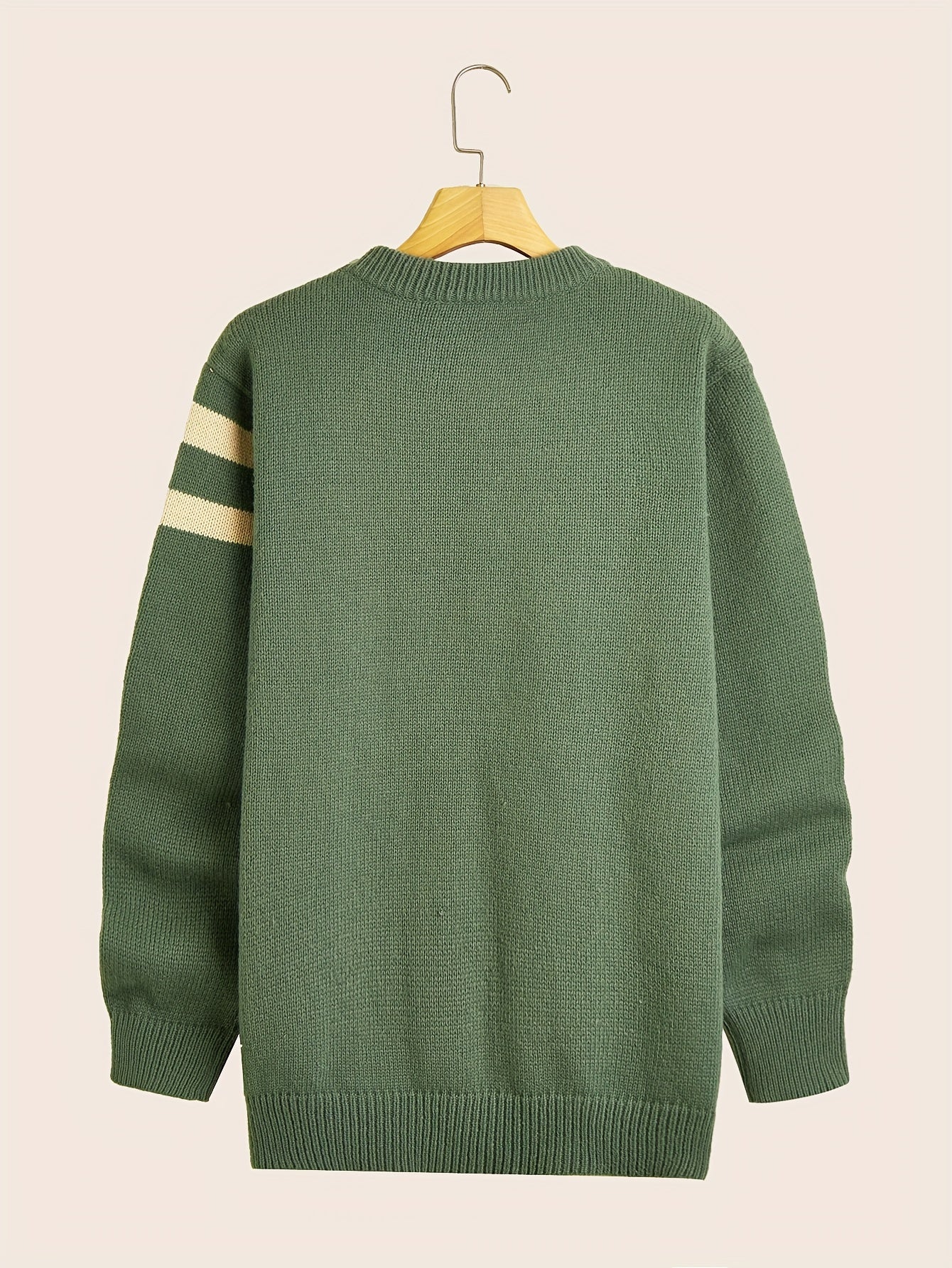 Men's ''G'' Pattern Sweater, Warm Trendy Knit Pullover