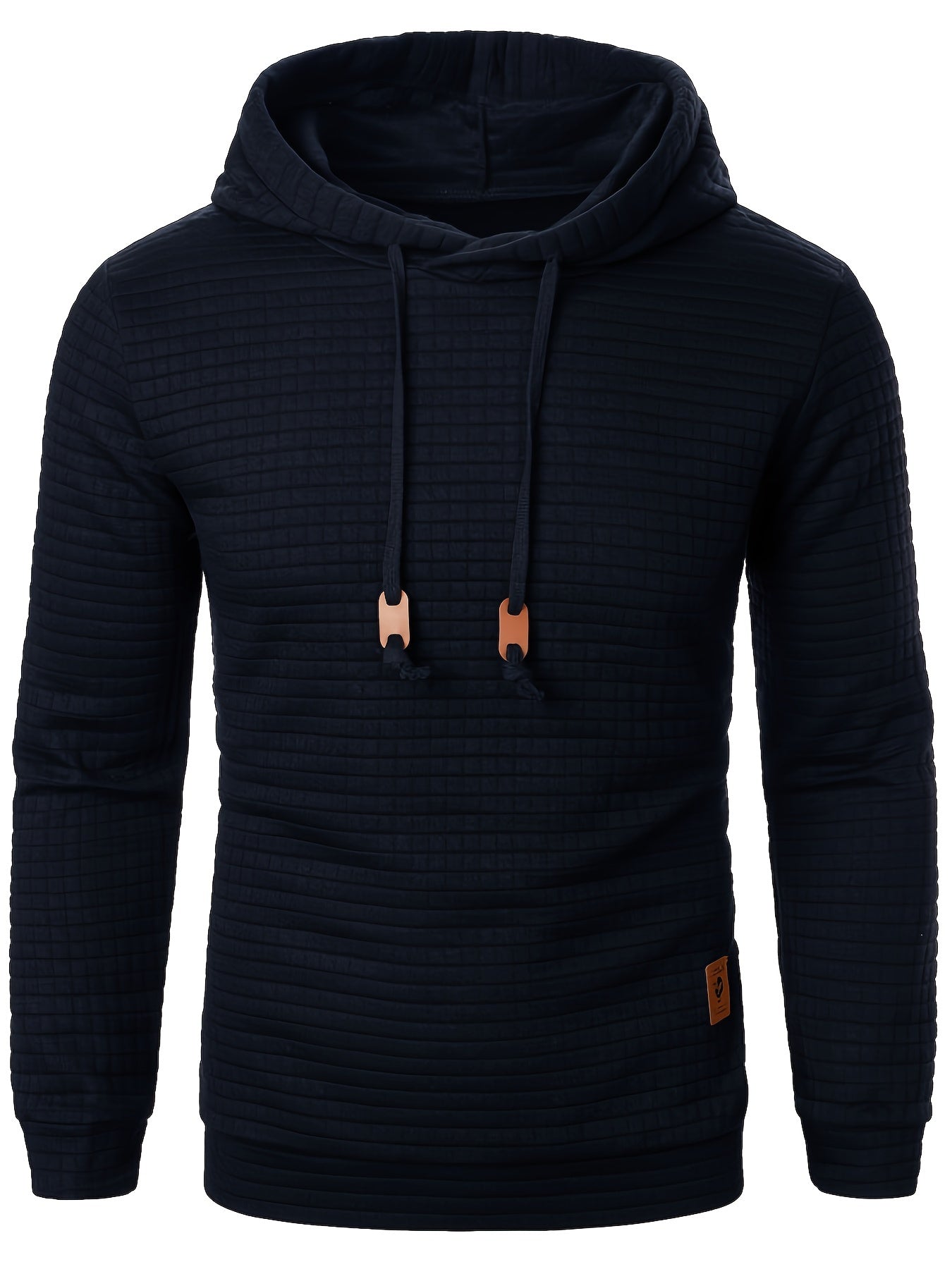 Cozy Mens Waffle Hoodie - Stylish Autumn/Winter Sweatshirt with Long Sleeves and Adjustable Drawstring for Comfortable Sports Wear