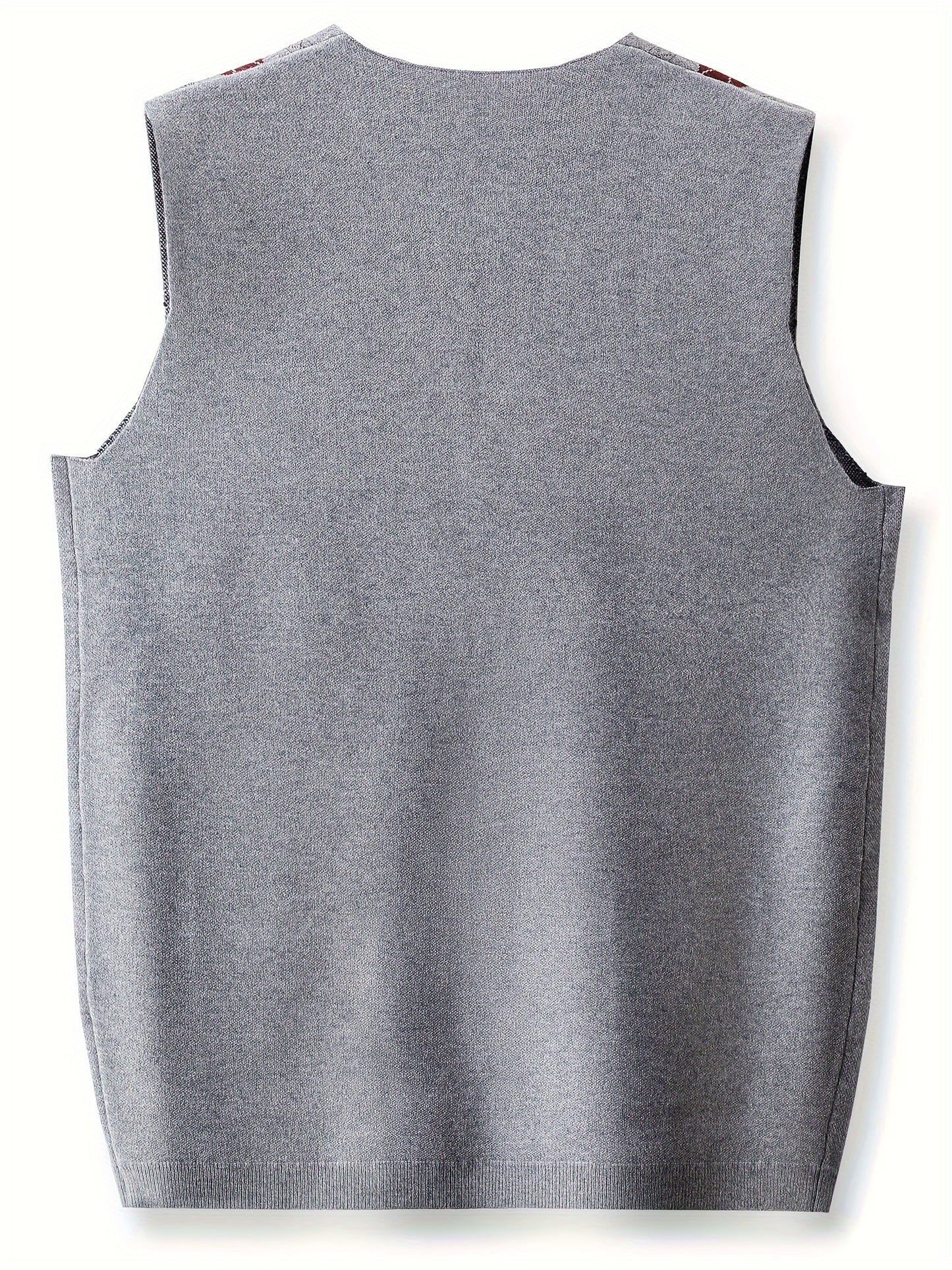 Men's Knitted Sleeveless Shirt, Formal Slightly Stretch V Neck Tank Top For Business Activities