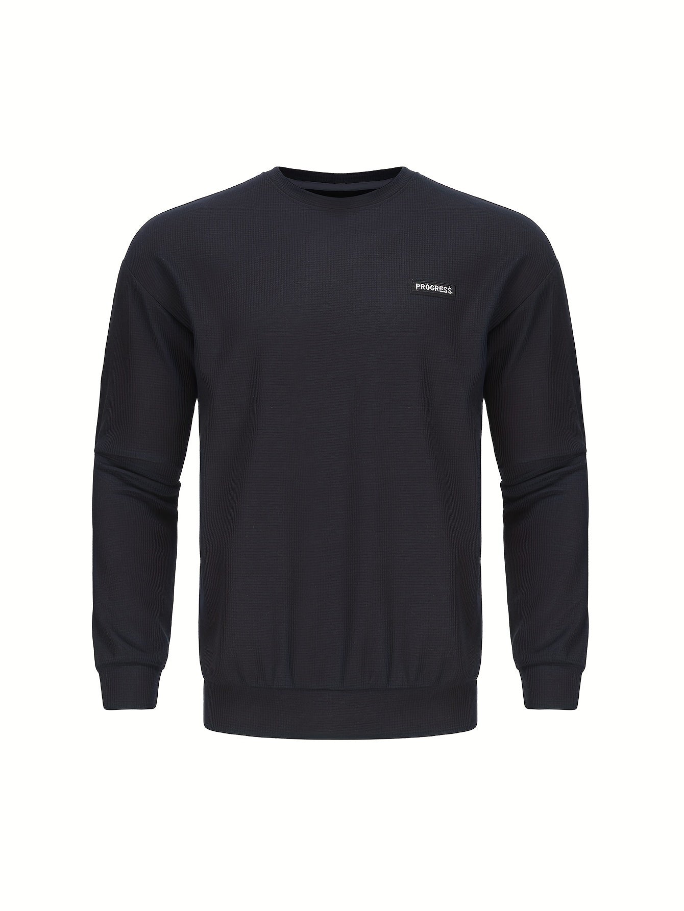 Men's Casual Crew Neck Sweatshirt - Comfortable, Breathable Knit, Durable Solid Color Top for Easy Outdoor Style