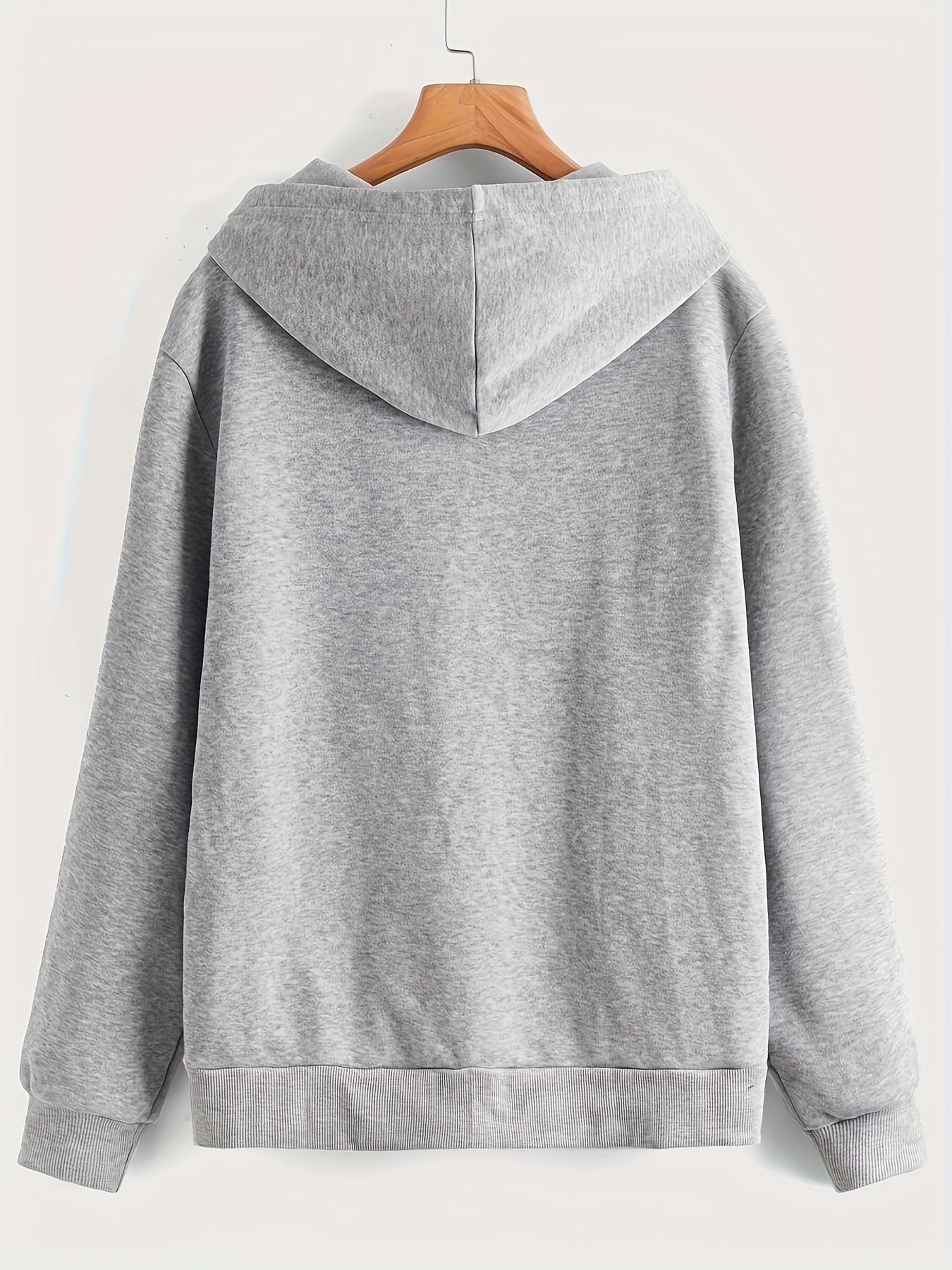 Men's Solid Pullover Top with Pockets, Zip Up Hooded Sweatshirt for Spring Autumn