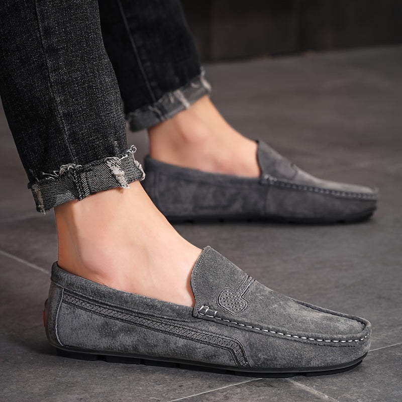 Grey Suede Luxury Comfort Slip-On Loafers for Men - Soft, Breathable, and Easy to Wear - Perfect for Casual Daily Life, Work, or Travel