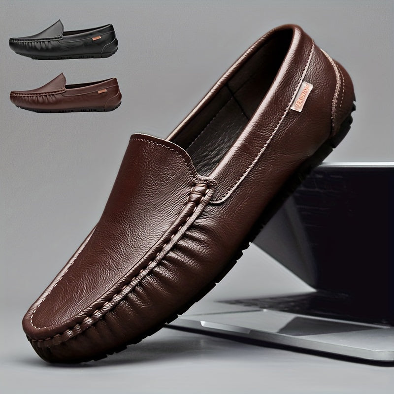 Mens Premium Split Leather Loafers - Ultra-Breathable & Featherweight Slip-Ons - Perfect for Outdoor Walking, Driving in Spring & Summer