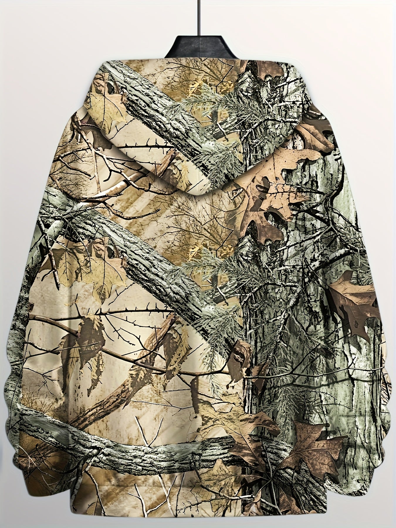 Trendy Forest Print Mens Hooded Jacket - Zippered Long Sleeve Hoodie for Gym & Sports - Perfect for Spring & Fall