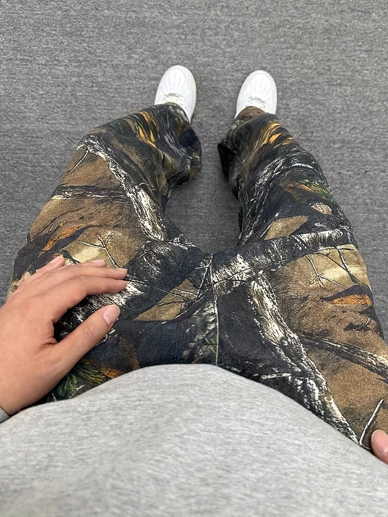 Men's Camouflage Print Straight Leg Jeans, Men's Street Style Comfy Denim Pants, The Print Not Fixed