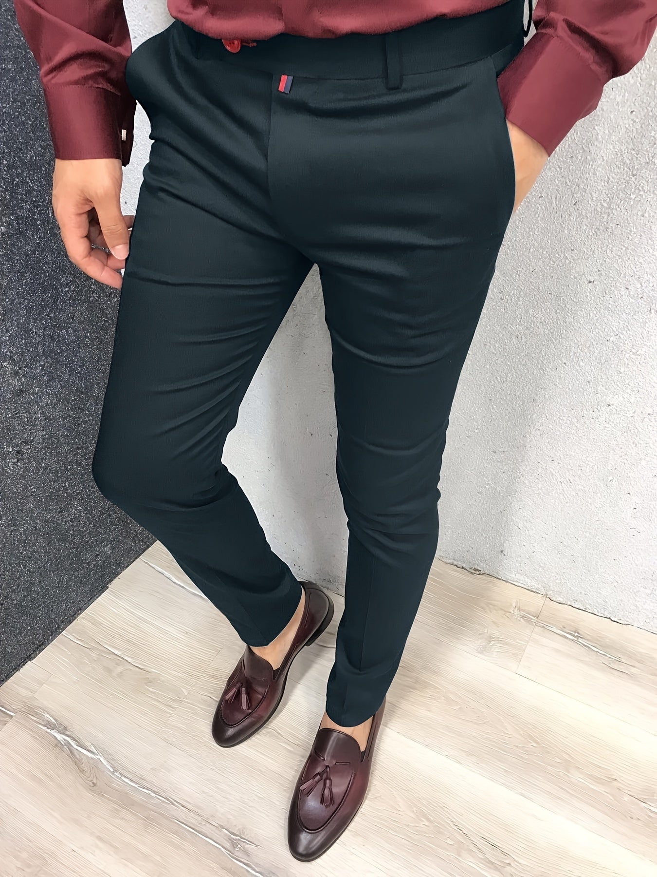 Timeless Slim Fit Elegant Dress Pants - Soft Slightly Stretch Fabric, Classic Design, Semi-Formal Solid Colors, Four-Season Versatility, Business Banquet Party Essential, Old Money Style, Comfortable Wear for Men