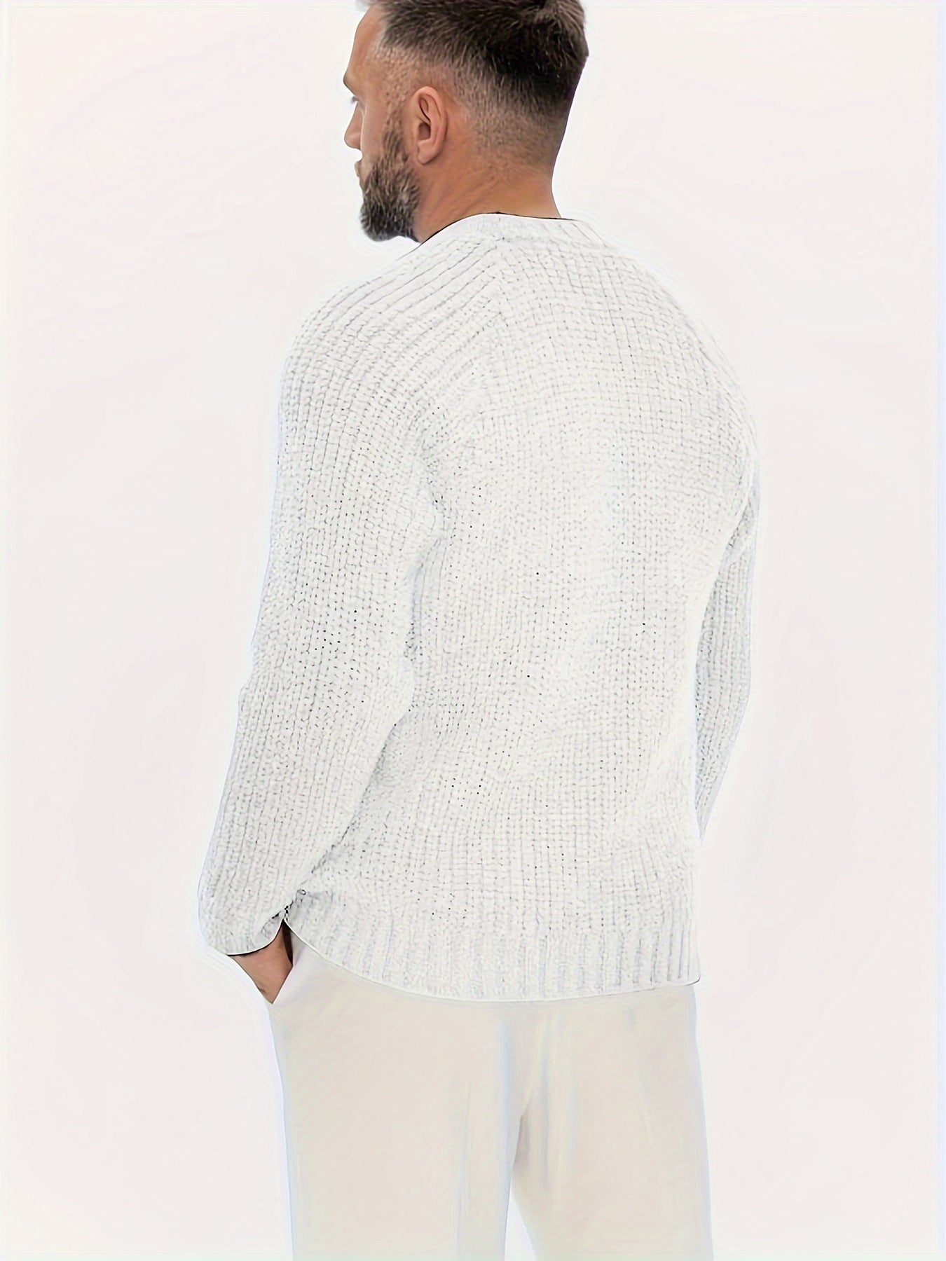 Men's Winter And Fall Solid Sweater, Warm Knit Sweater, As Gifts