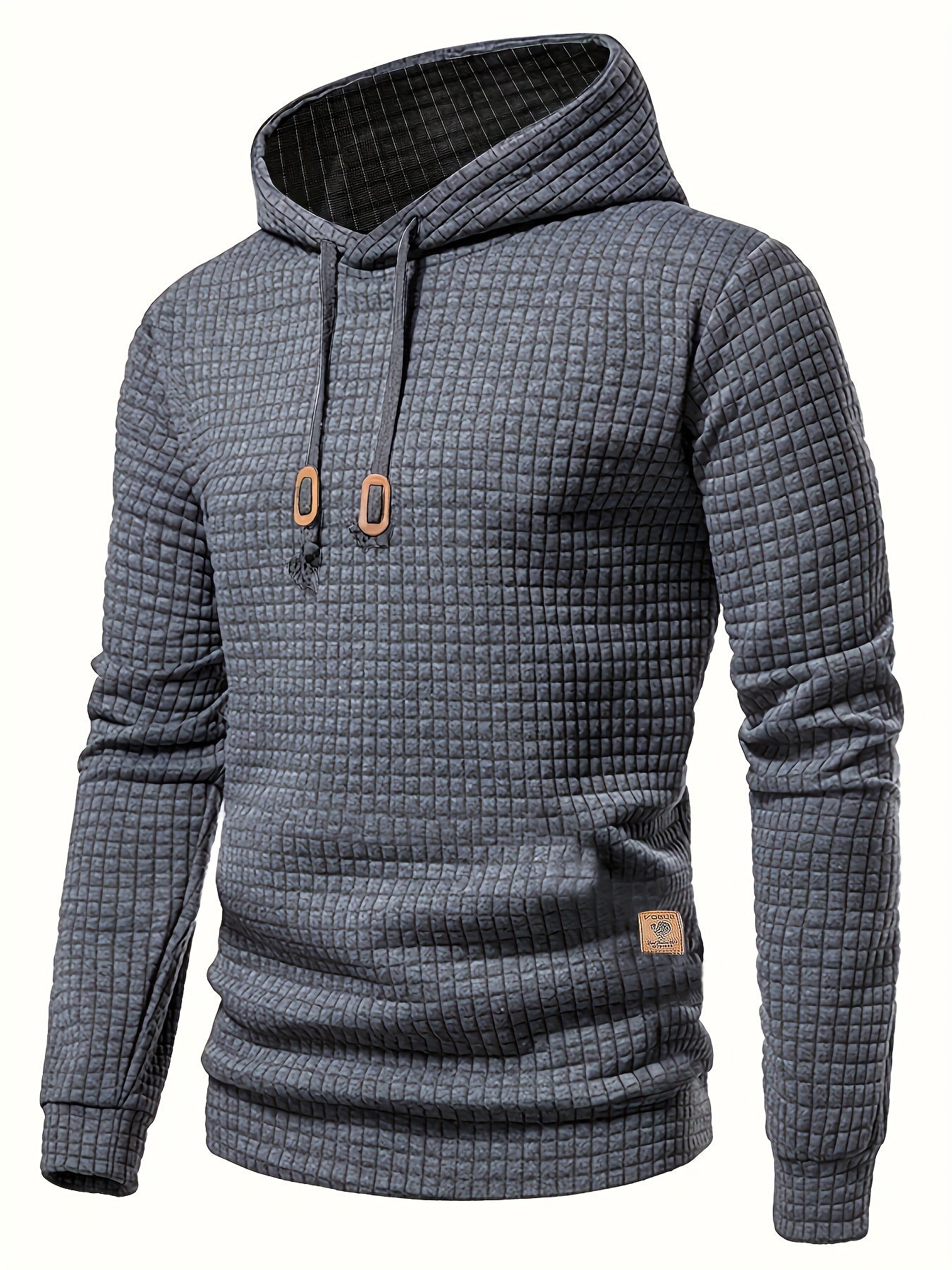 Men's Comfy Waffle Fabric Hoodie - Long Sleeve Drawstring Design, Casual Outdoor Sports Training Sweatshirt with Ultimate Comfort and Versatility