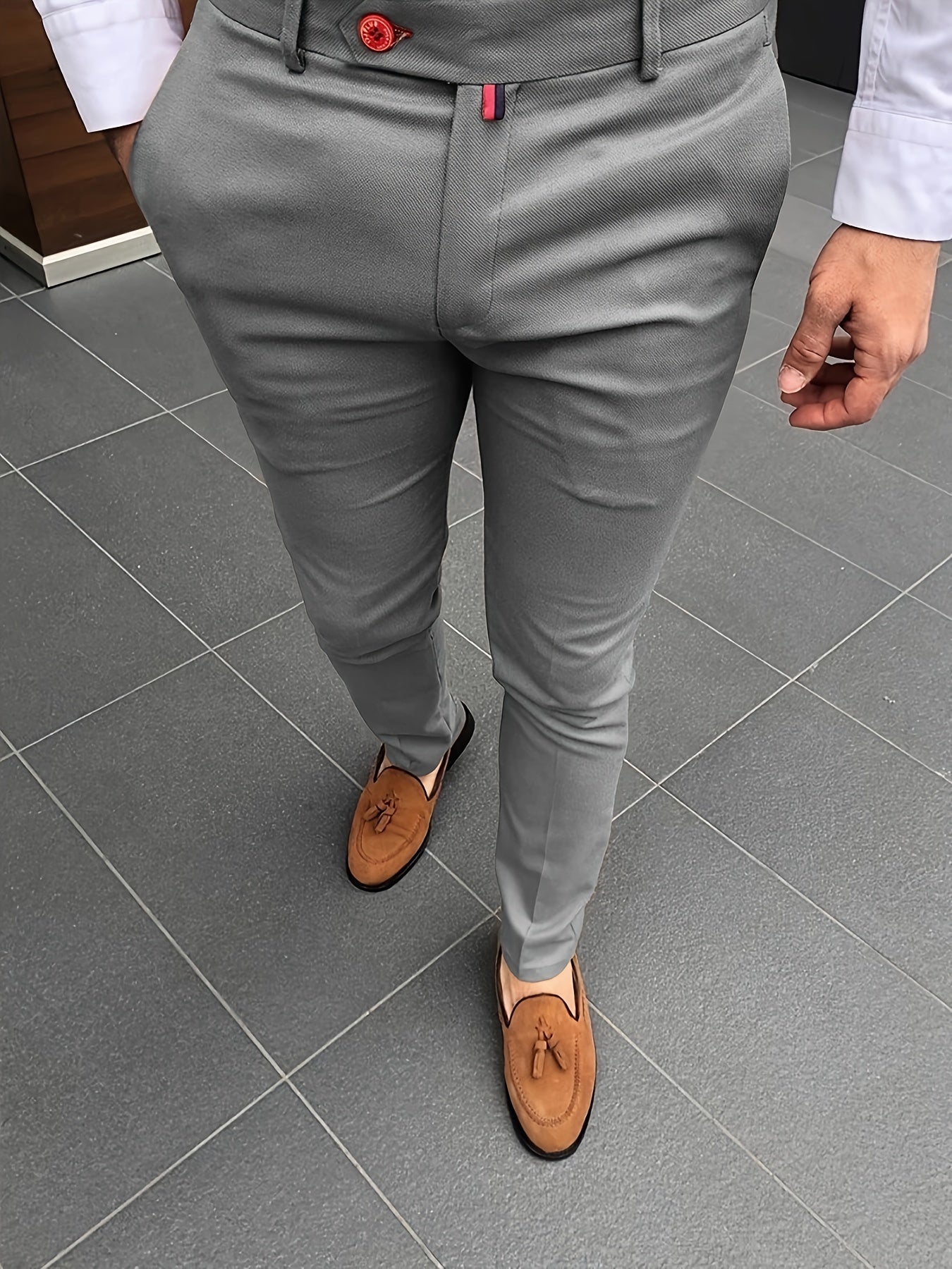 Timeless Slim Fit Elegant Dress Pants - Soft Slightly Stretch Fabric, Classic Design, Semi-Formal Solid Colors, Four-Season Versatility, Business Banquet Party Essential, Old Money Style, Comfortable Wear for Men