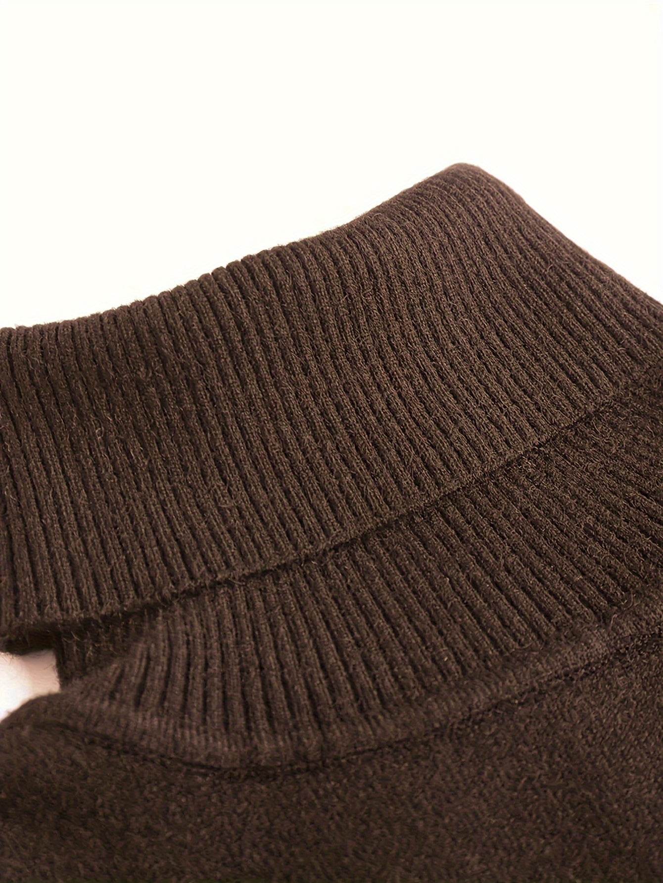 Men's Casual Turtleneck Sweater - Solid Color, Long Sleeve Knit Pullover for Fall/Winter