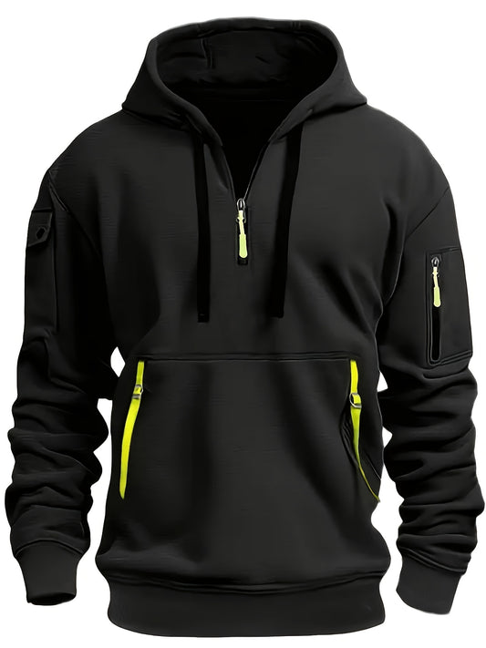 Stylish Men's Comfort Fit Hoodie - Casual Sports Pullover with Zippered Pockets, Soft Fleece Lining, and Relaxed Fit for Everyday Wear