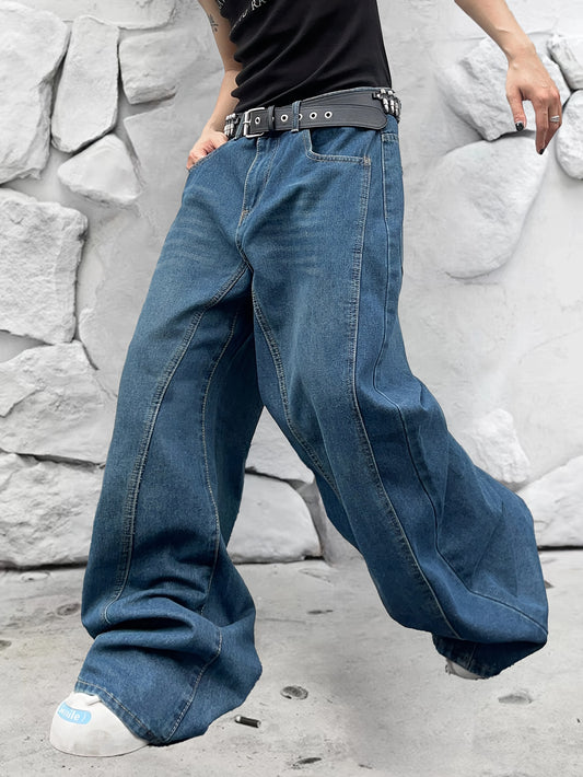 Stylish Comfort Men's Loose Fit Wide Leg Jeans - Soft Stretchy Denim, Relaxed Fit, Fashionable Street Style, Comfy Casual Wear, Perfect for Daily Life