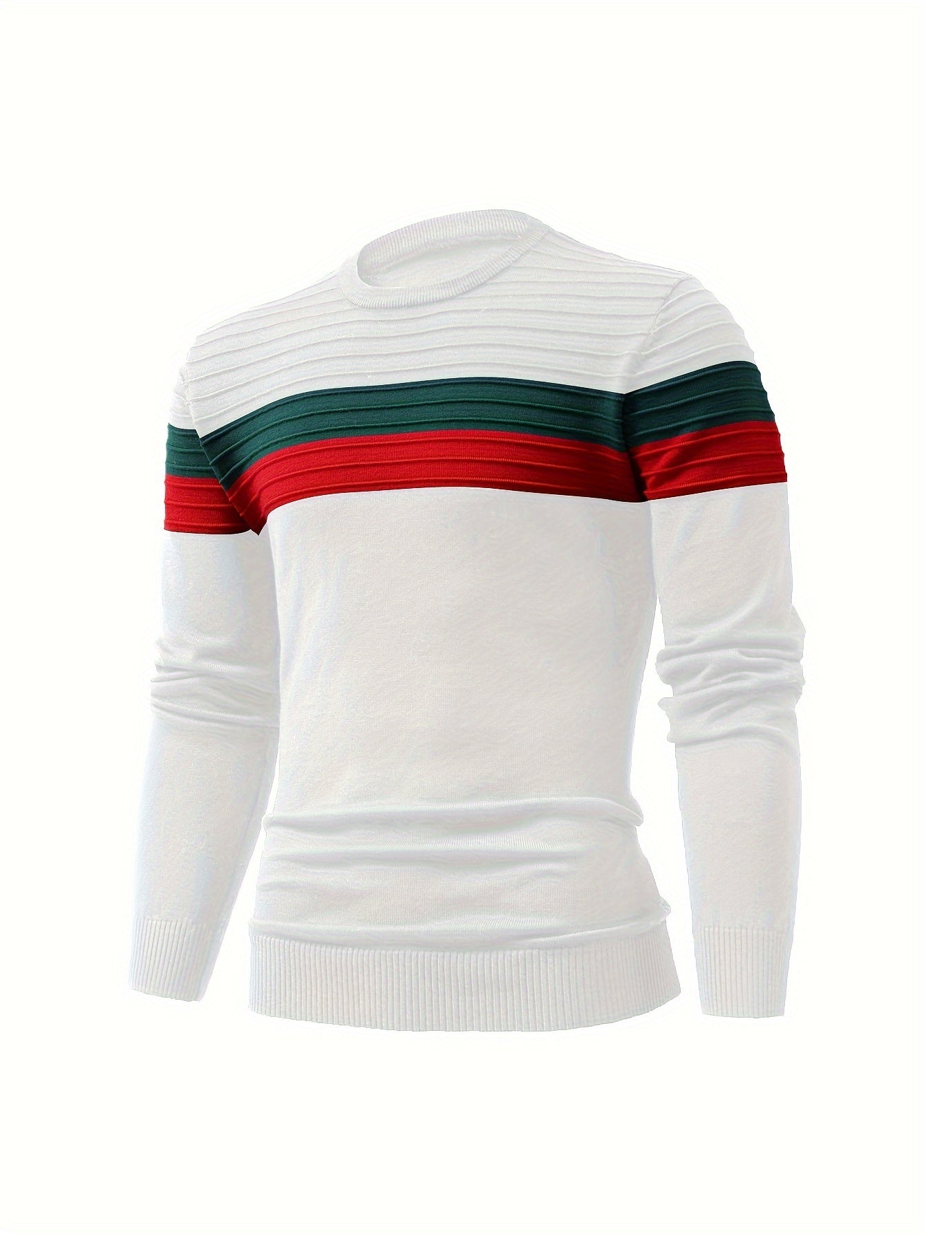 Mens Stylish Retro Striped Knit Sweater - Cozy Pullover for Winter & Fall - Versatile Streetwear, Perfect Gift Idea