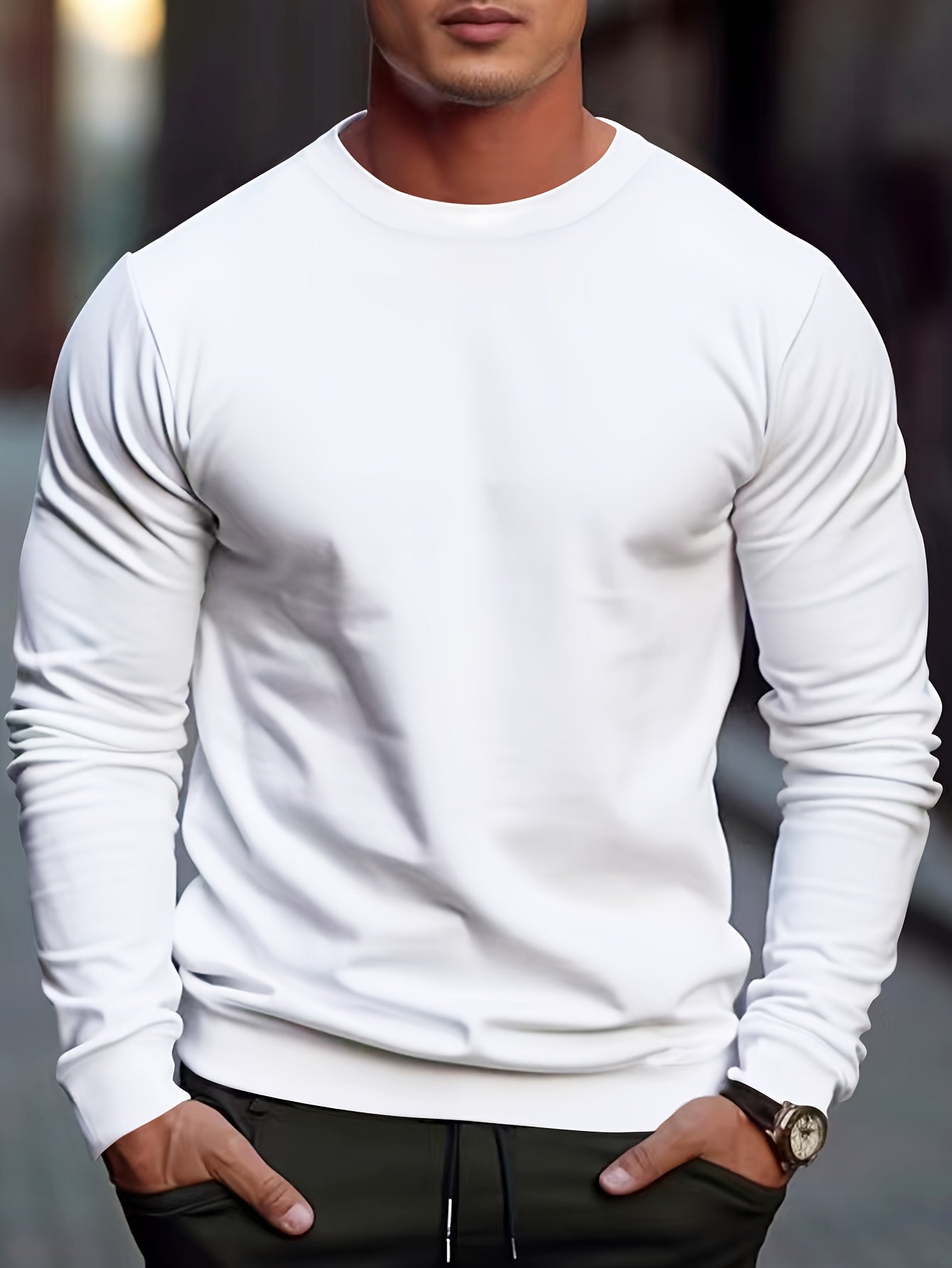 Cozy Fit Solid Crew Neck Sweatshirt - Active Sweatshirts for Men - Soft, Breathable, Casual Pullover for Fall and Winter - Perfect for Outdoor Activities