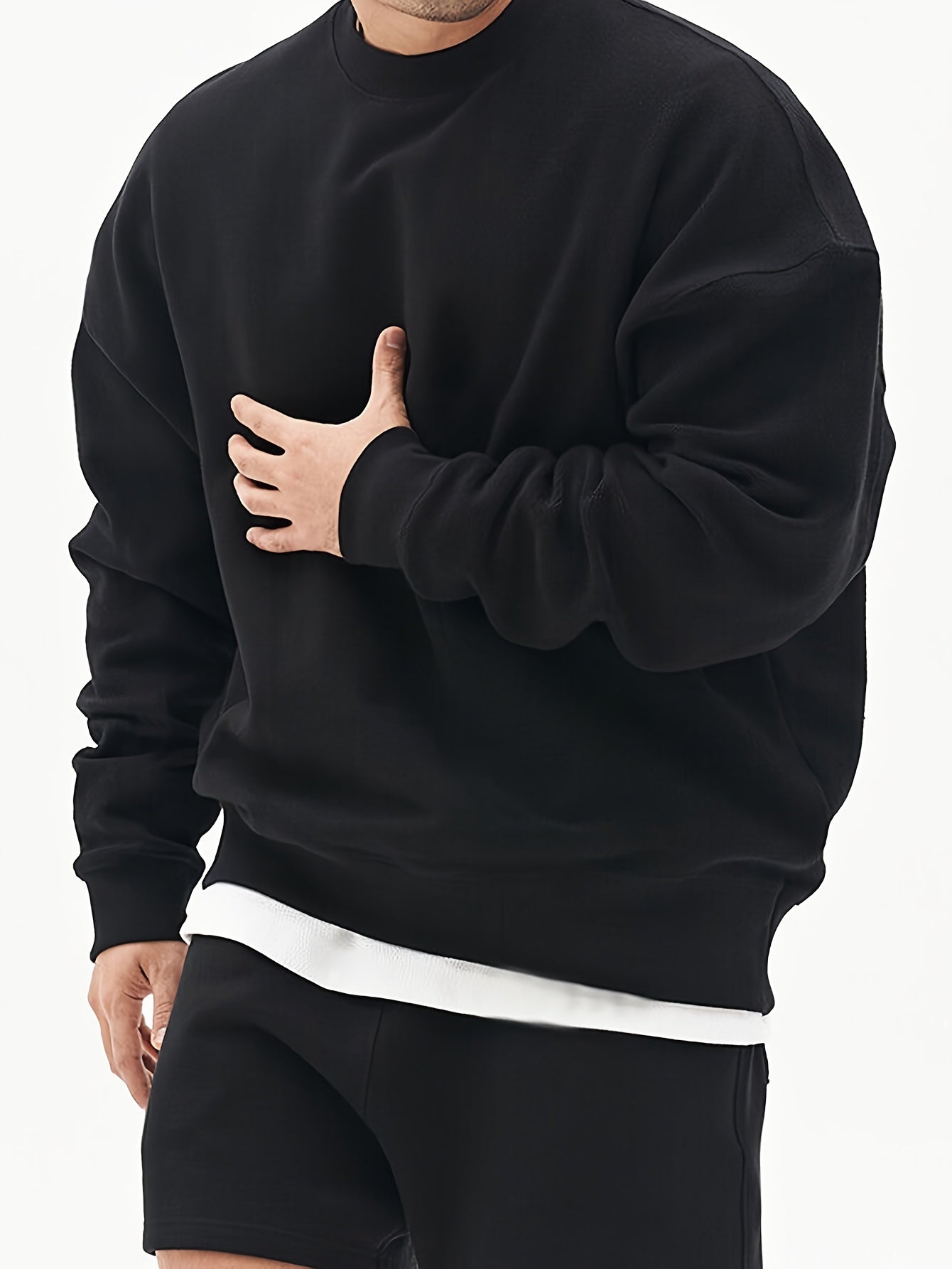 Men's Classic Crew Neck Sweatshirt - Stretchable Knit, Comfort Fit Casual Pullover for Fall & Winter