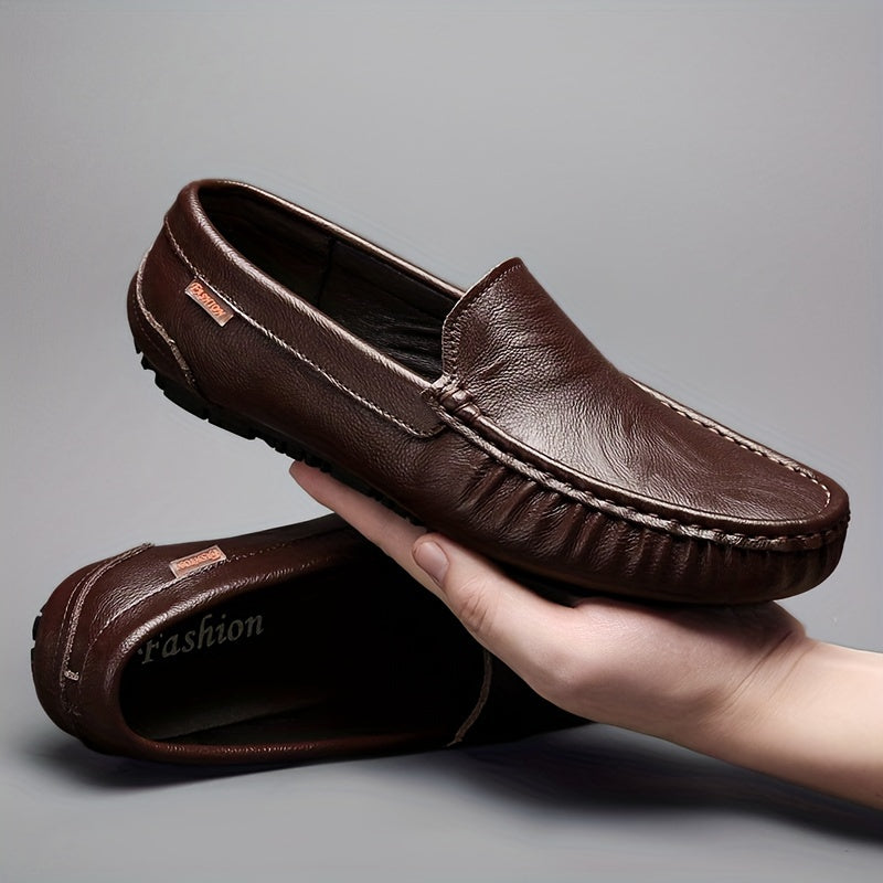 Mens Premium Split Leather Loafers - Ultra-Breathable & Featherweight Slip-Ons - Perfect for Outdoor Walking, Driving in Spring & Summer