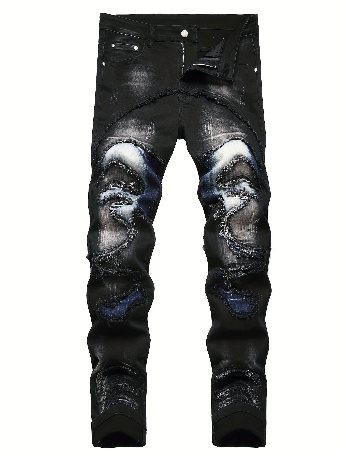 Men's Straight Leg Distressed Ripped Jeans, Fashion Street Style Denim Pants For Men, Versatile For All Seasons