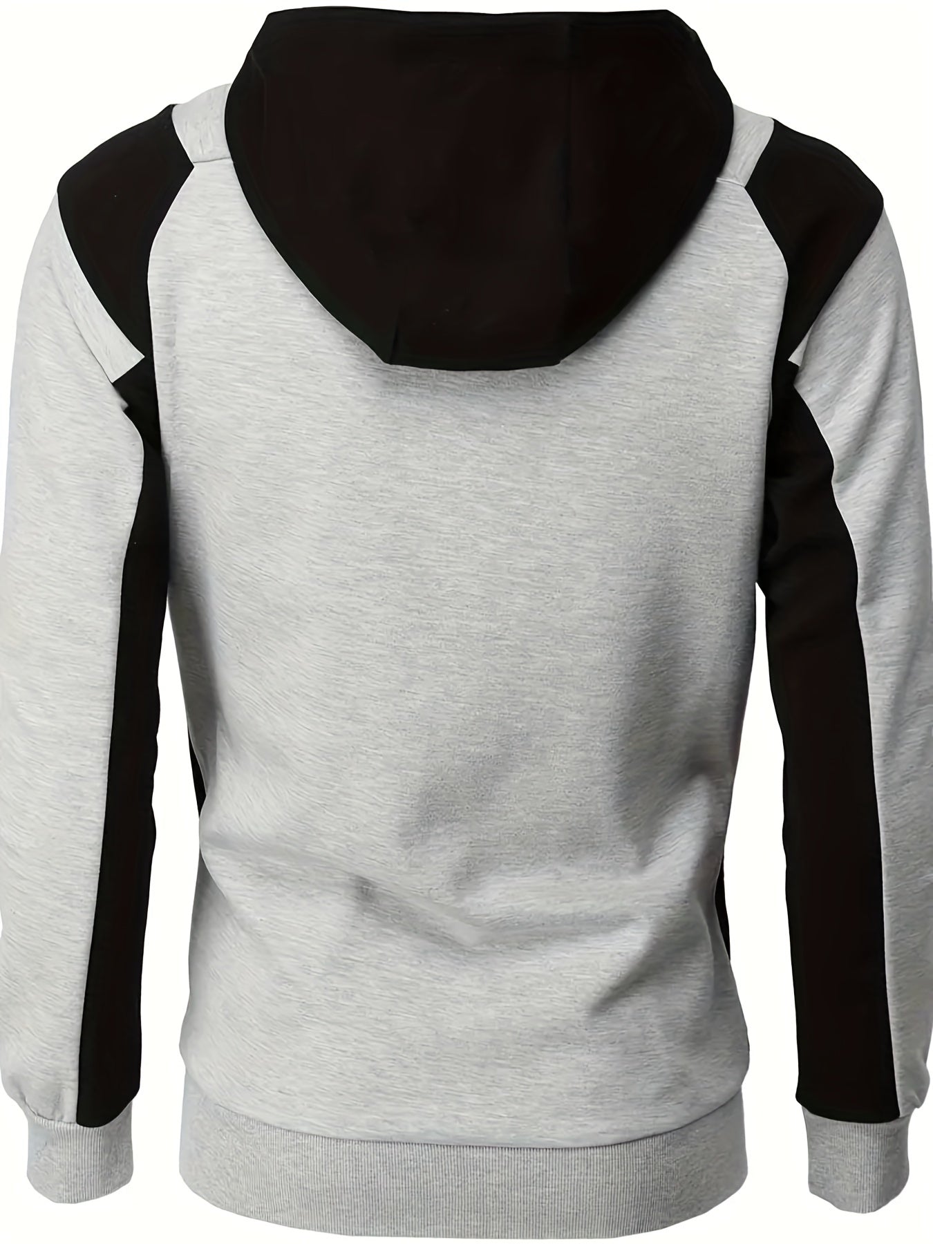 Long Sleeves Men's Color Block Fleece Sweatshirt with Pockets, Zipper Hooded Drawstrings