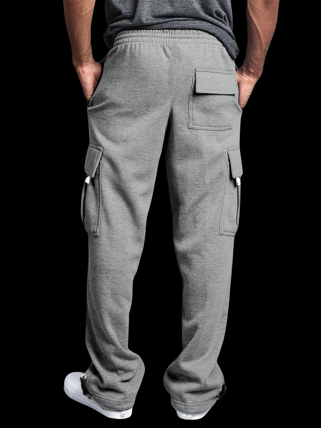 FORUWISH  -  Mens Casual Cargo Pants with Stylish Flap Pockets - Drawstring Waist & Straight Leg - Perfect for Autumn-Summer Outdoor Wear