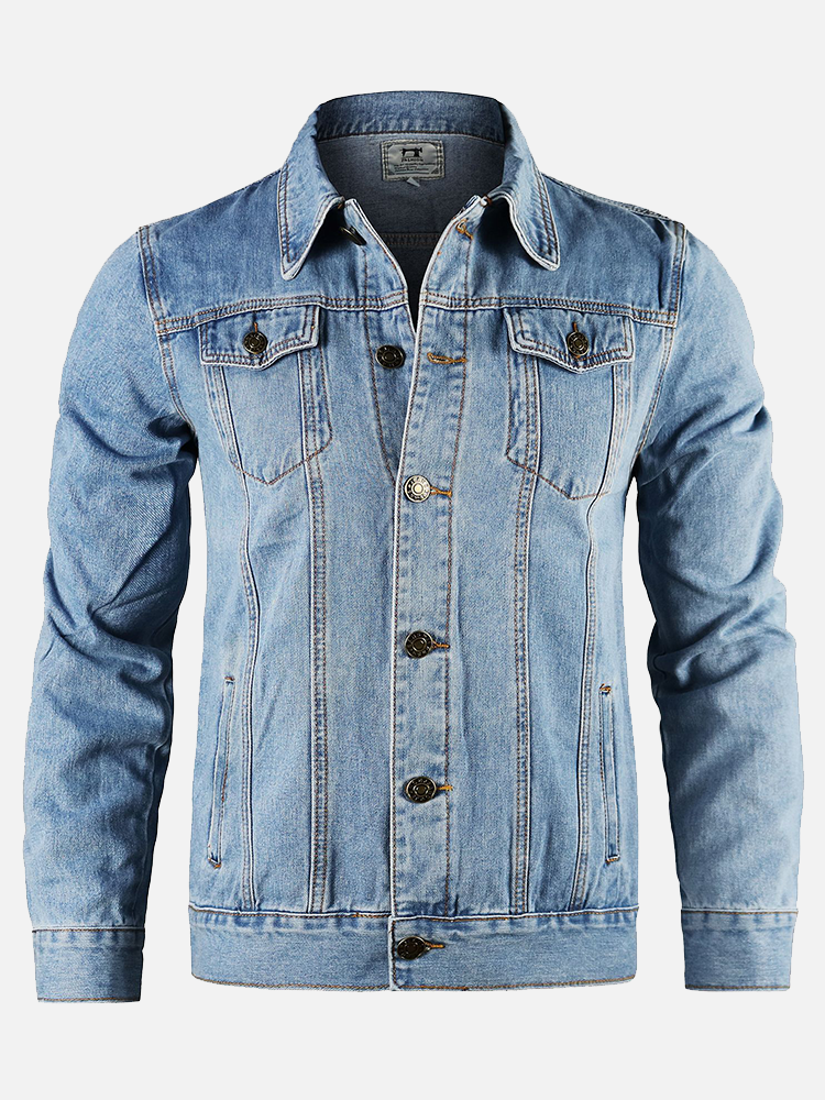 Foruwish - Mens Classic Slim Fit Casual Denim Jackets