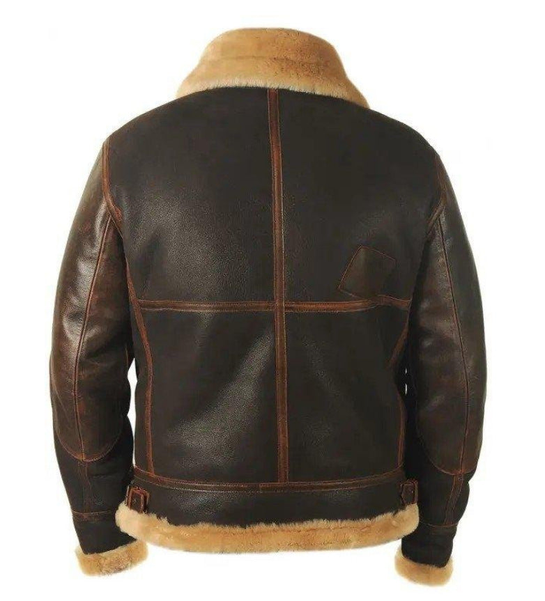 Foruwish - Men's Faux Leather Bomber Jacket Faux Fur Breathable w/Thermal Lining Aviator Jacket Classic WW2 Fur Aviator Jacket Mrlanz Oversize Thick Bomber Jacket For Hunting, Fishing, Work Wear