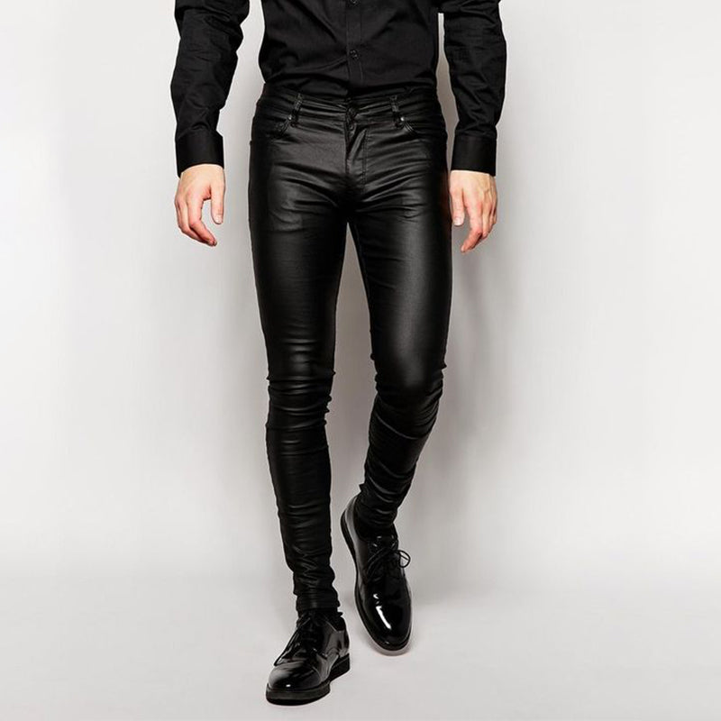 Foruwish - Personalized Rock Skinny Matte Leather Pants