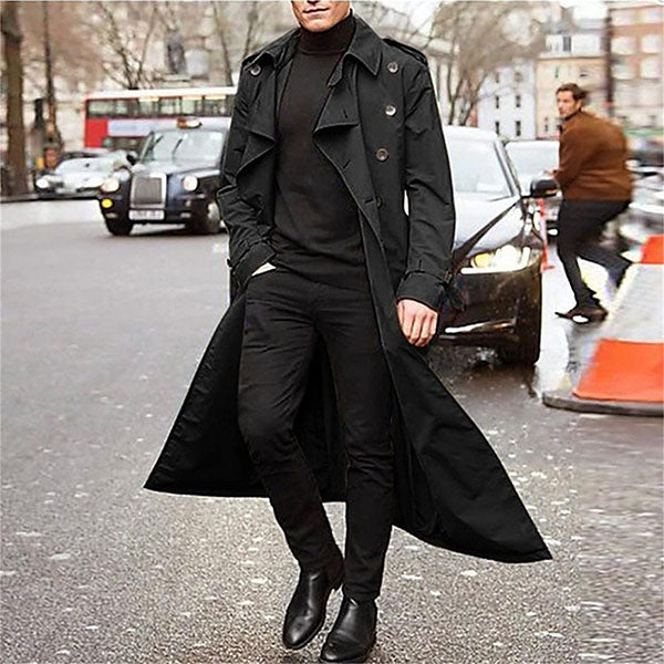 Foruwish - Men's Fashion Business Double Breasted Trench Coat Oversized Belt Slim Fit Coat