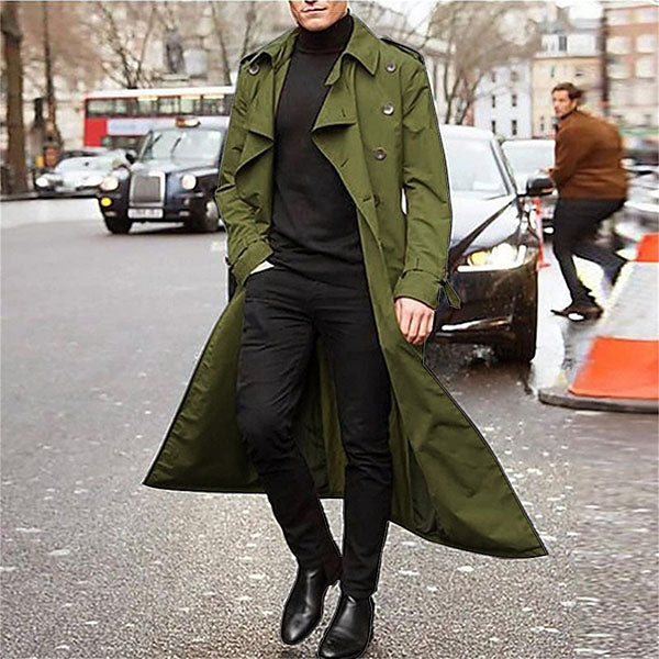 Foruwish - Men's Fashion Business Double Breasted Trench Coat Oversized Belt Slim Fit Coat