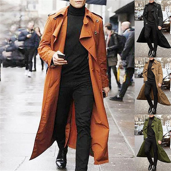 Foruwish - Men's Fashion Business Double Breasted Trench Coat Oversized Belt Slim Fit Coat