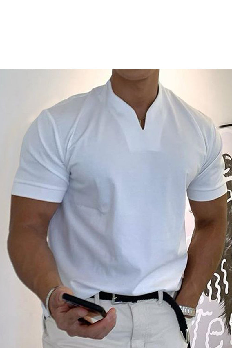 Foruwish - Men Gentlemans Business Short Sleeve Fitness T-Shirt