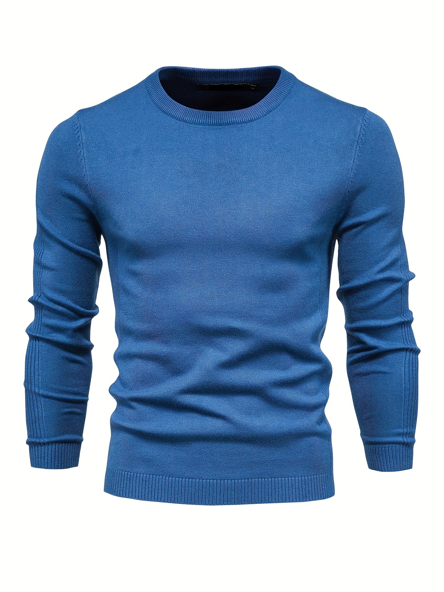 Foruwish - Men's Solid Color Crew Neck Slim Fit Knit Sweater