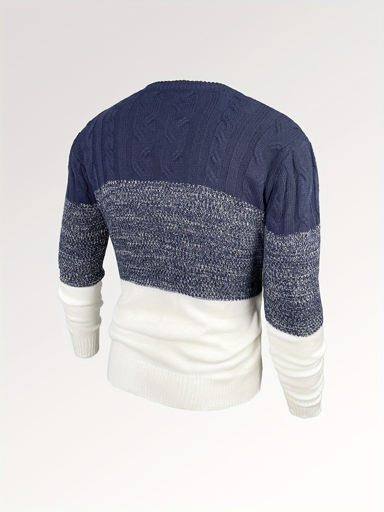 Foruwish - All Match Knitted Cable Sweater, Men's Casual Warm Slightly Stretch Crew Neck Pullover Sweater For Men Fall Winter