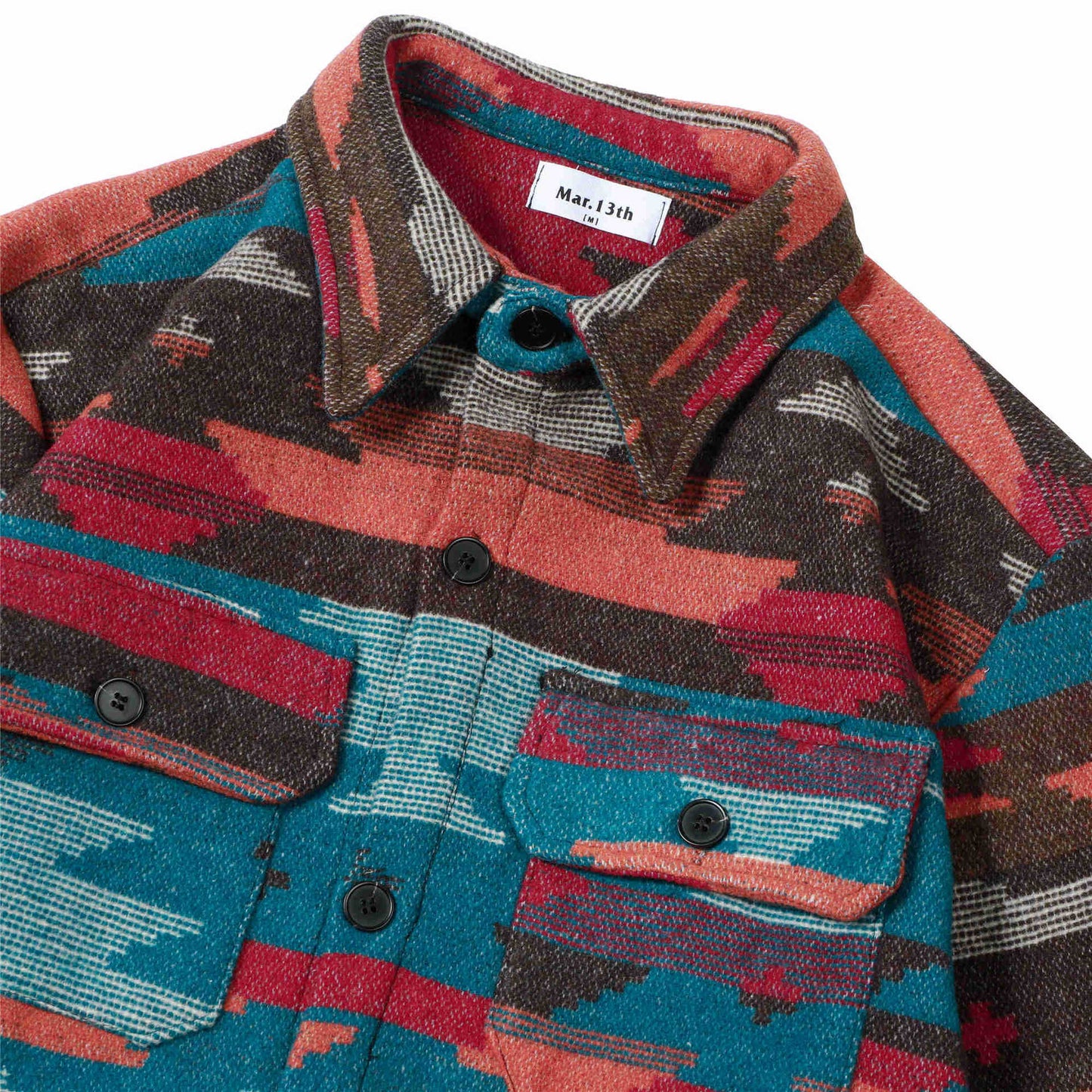 Foruwish - Men's Easy Fit Blue Red Aztec Geometric Jacket Shirt Dress Lilke Dutton Stone Ranch West  Cowboy Style