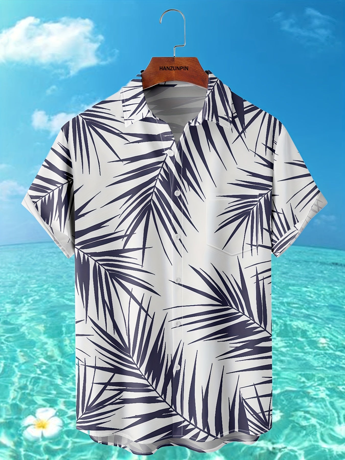 Coconut Print Men's Short Sleeve Shirt - Hawaiian Style Casual Wear