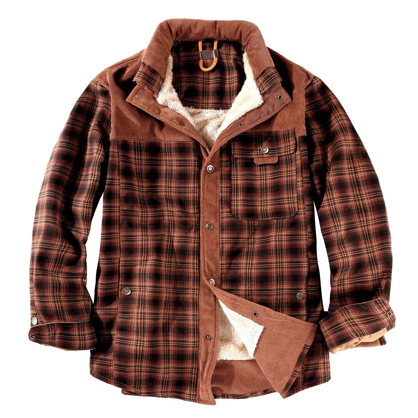 Foruwish - Men's Plaid Coat Jacket Men's Coat Plush Large Winter Warm Cotton Jacket